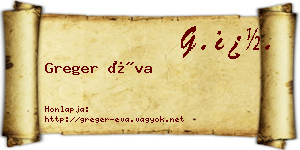 Greger Éva névjegykártya